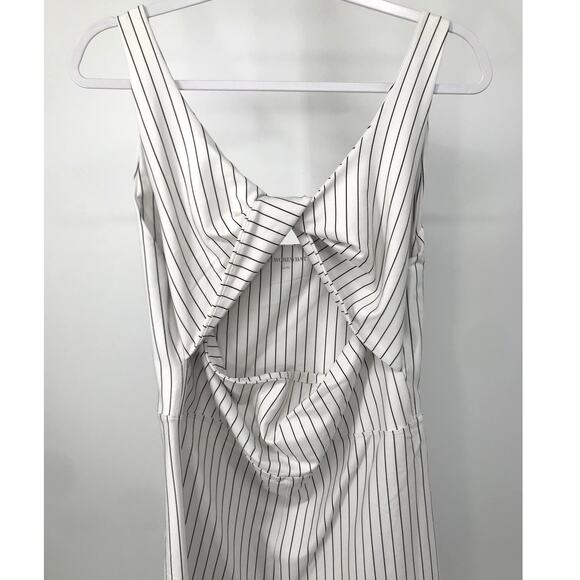 WeWoreWhat White Black Pinstripe Twist Cutout Bodysuit Romper XL - Picture 3 of 8